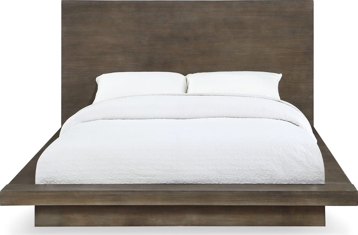 Melbourne Wood Platform Bed in Dark Pine — white background, front view