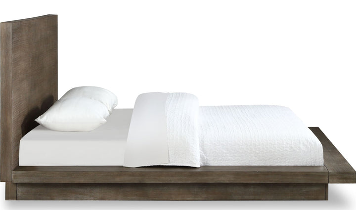 Melbourne Wood Platform Bed in Dark Pine — white background, side profile