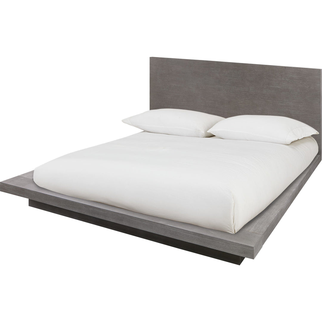 Melbourne Wood Platform Bed in Mineral — white background, angled view