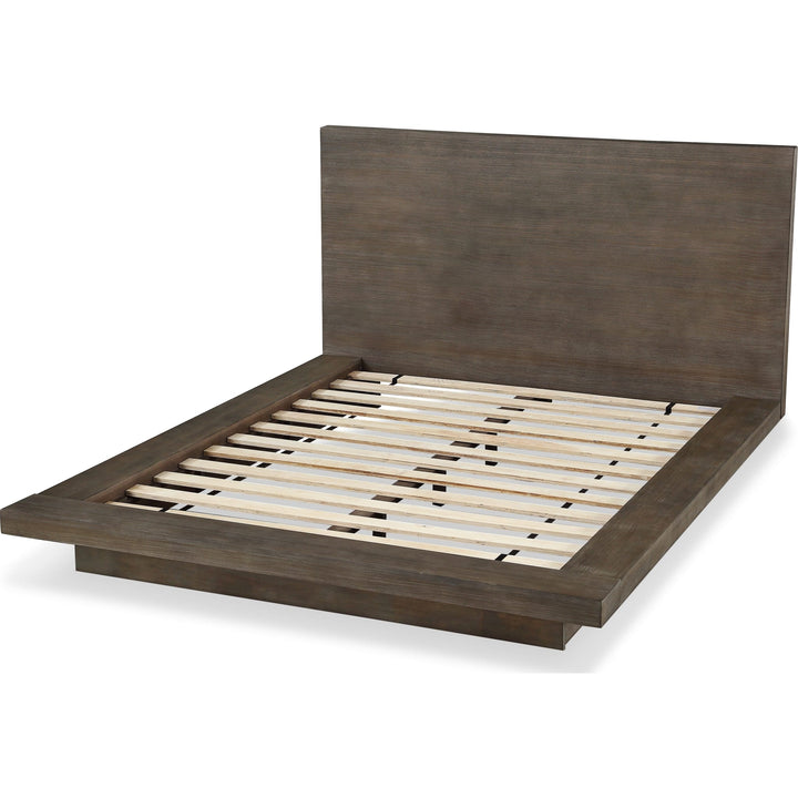 Melbourne Wood Platform Bed in Dark Pine — without mattress, showing slat platform