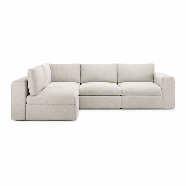 Mellow modular corner sectional in ivory on white