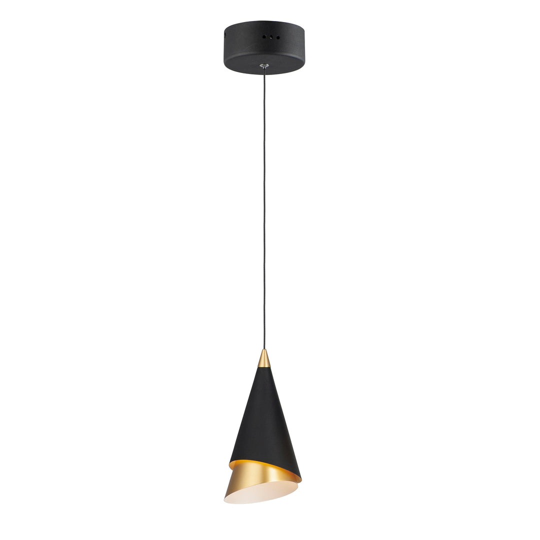 Mermaid 1-Light LED Pendant (4.75" W) by ET2 Lighting in Black / Metallic Gold, front view