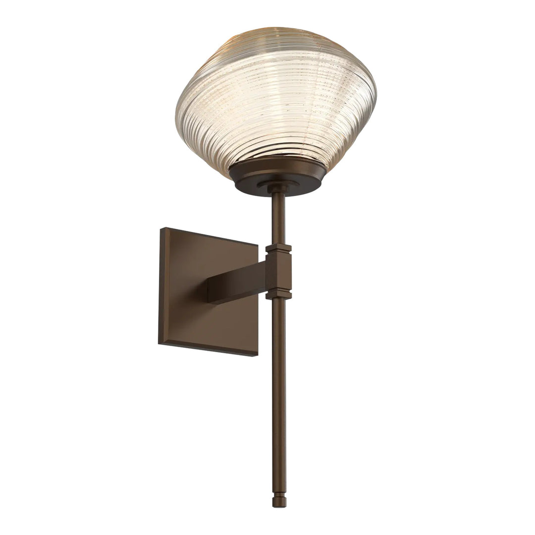 Mesa Belvedere Sconce by Hammerton Studio in Flat Bronze with Amber glass