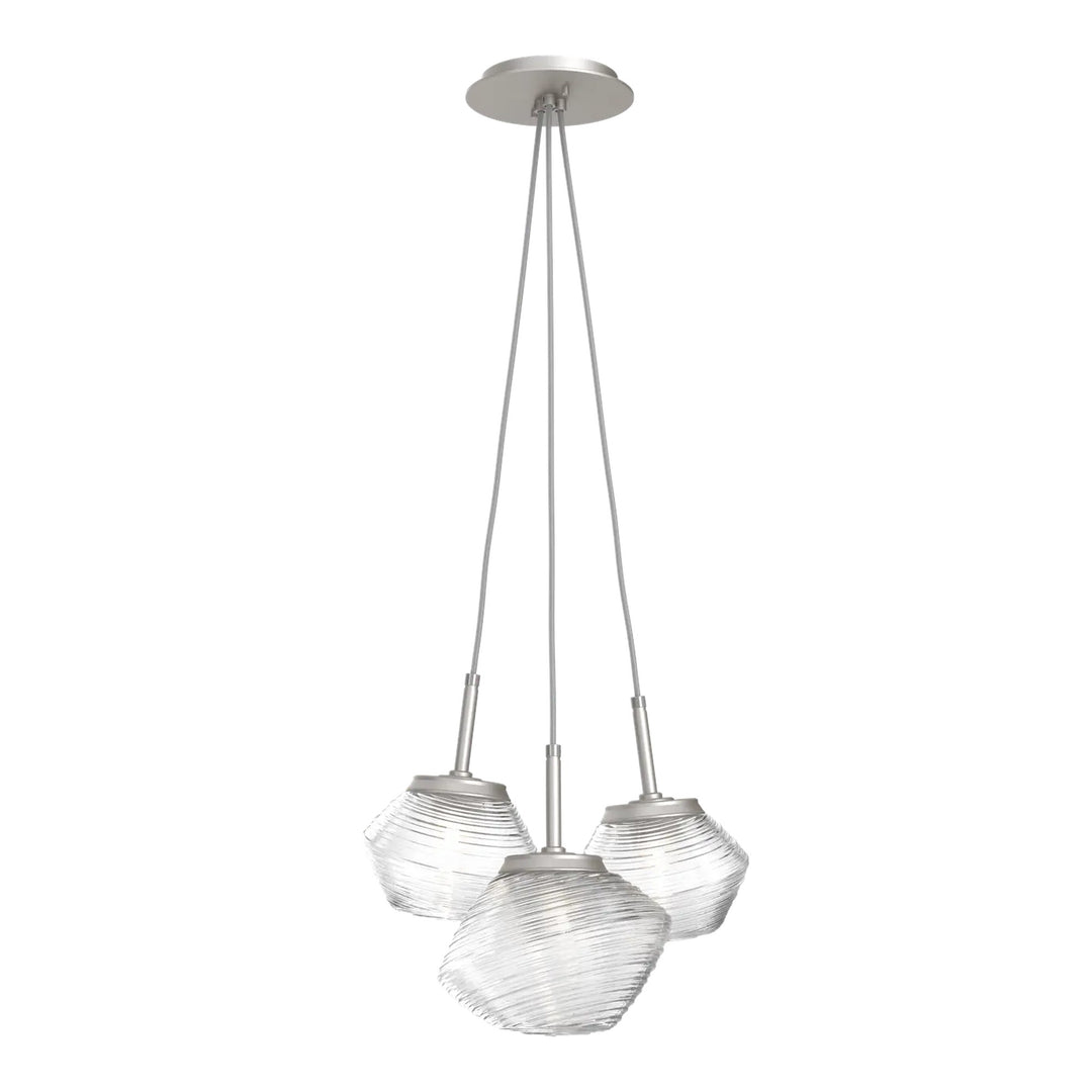 Mesa Cluster Pendant by Hammerton Studio 3 Lights in Beige Silver with Clear glass