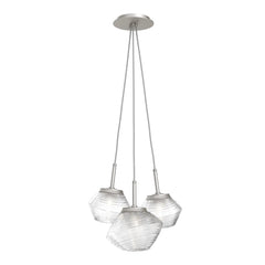 Mesa Cluster Pendant by Hammerton Studio 3 Lights in Beige Silver with Clear glass