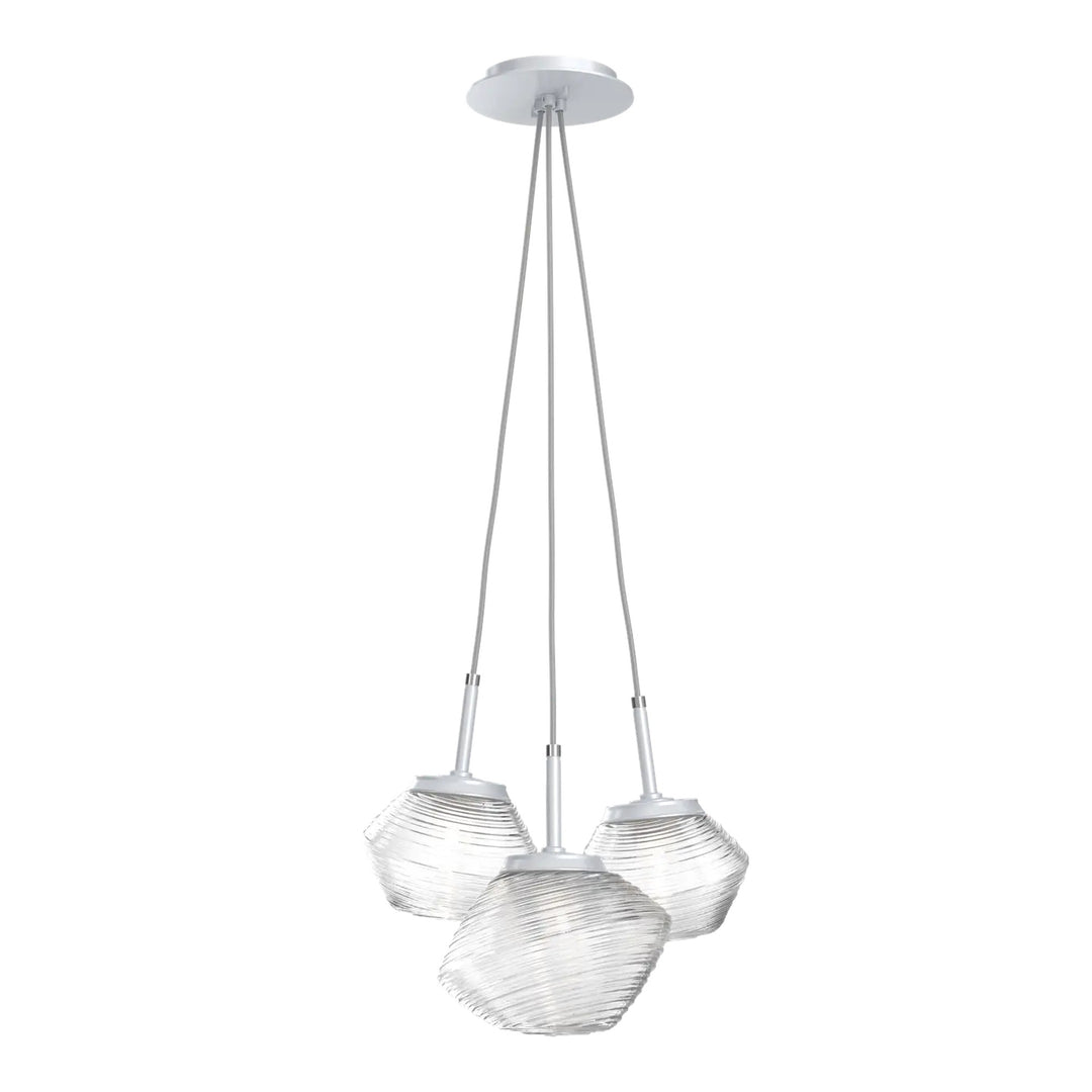 Mesa Cluster Pendant by Hammerton Studio 3 Lights in Classic Silver with Clear glass