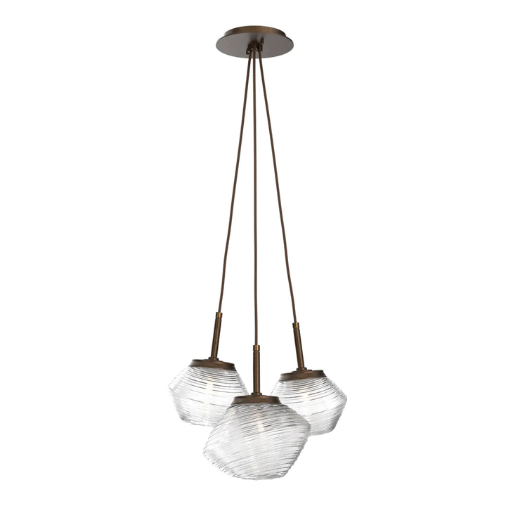 Mesa Cluster Pendant by Hammerton Studio 3 Lights in Flat Bronze with Clear glass