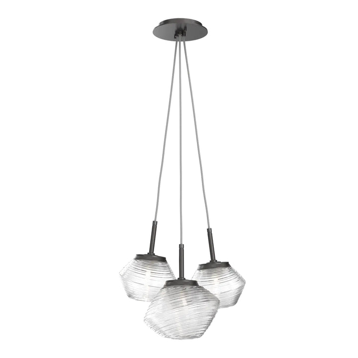 Mesa Cluster Pendant by Hammerton Studio 3 Lights in Graphite with Clear glass