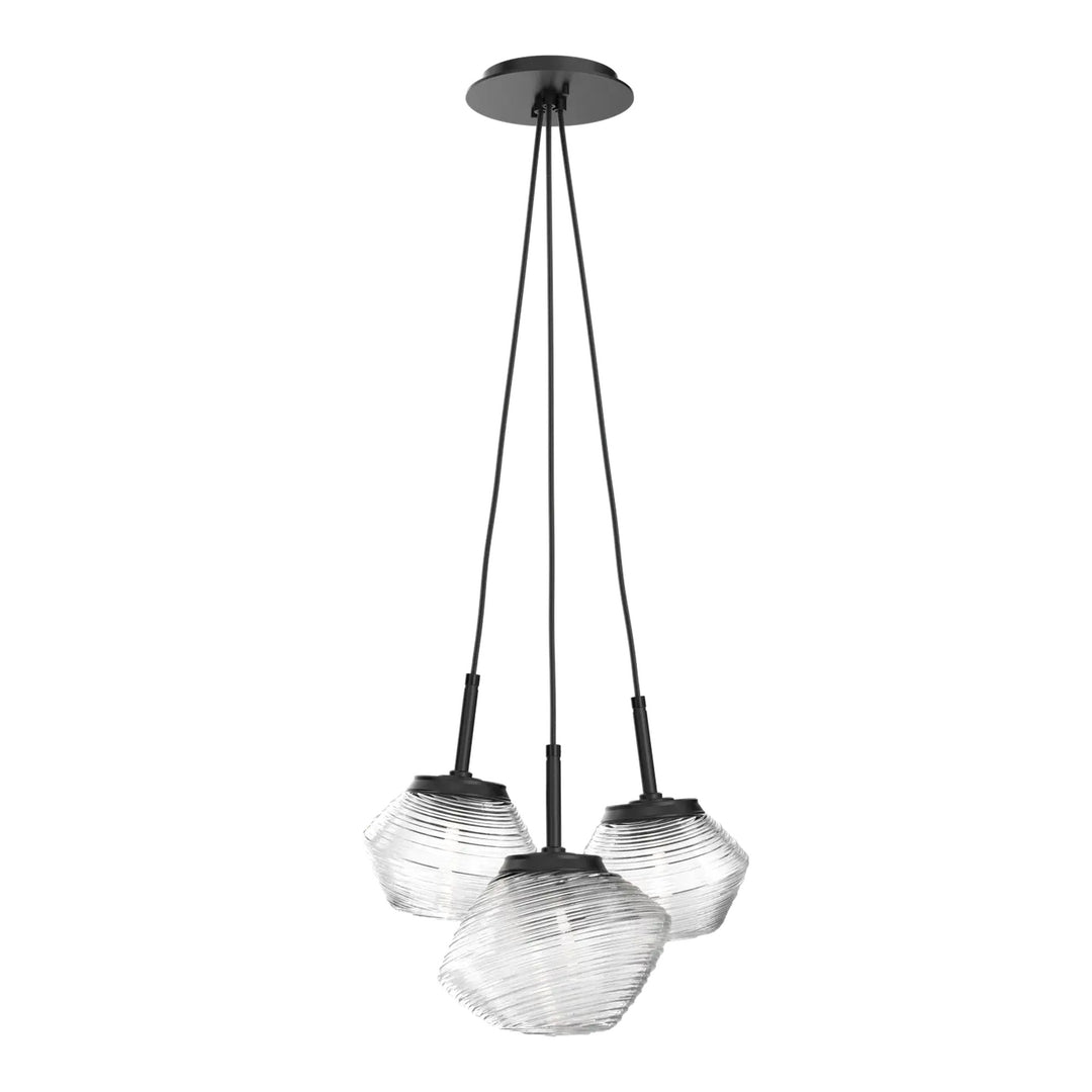 Mesa Cluster Pendant by Hammerton Studio 3 Lights in Matte Black with Clear glass