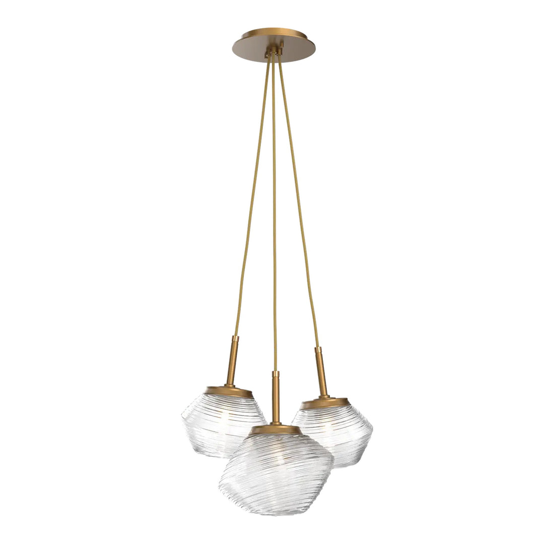 Mesa Cluster Pendant by Hammerton Studio 3 Lights in Novel Brass with Clear glass