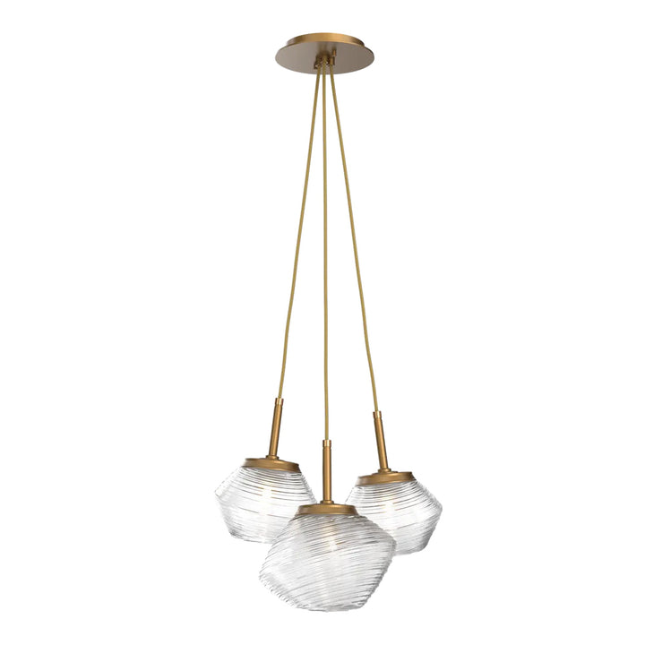 Mesa Cluster Pendant by Hammerton Studio 3 Lights in Novel Brass with Clear glass