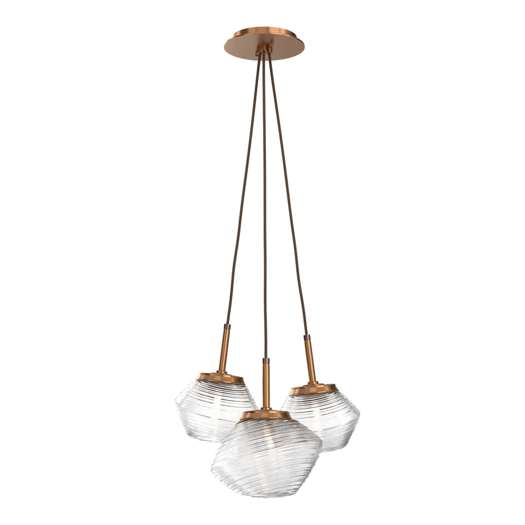 Mesa Cluster Pendant by Hammerton Studio 3 Lights in Oil-Rubbed Bronze with Clear glass