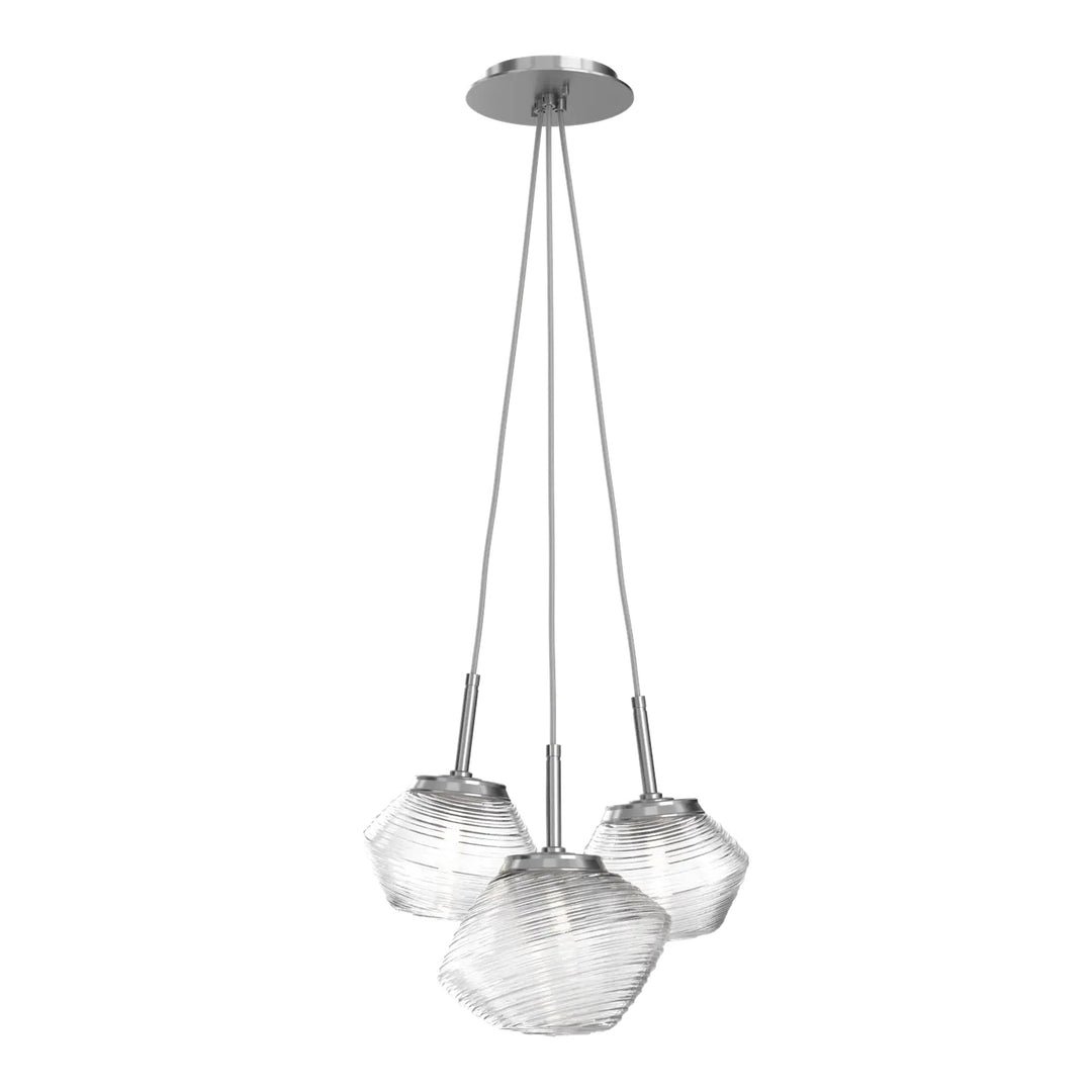 Mesa Cluster Pendant by Hammerton Studio 3 Lights in Satin Nickel with Clear glass