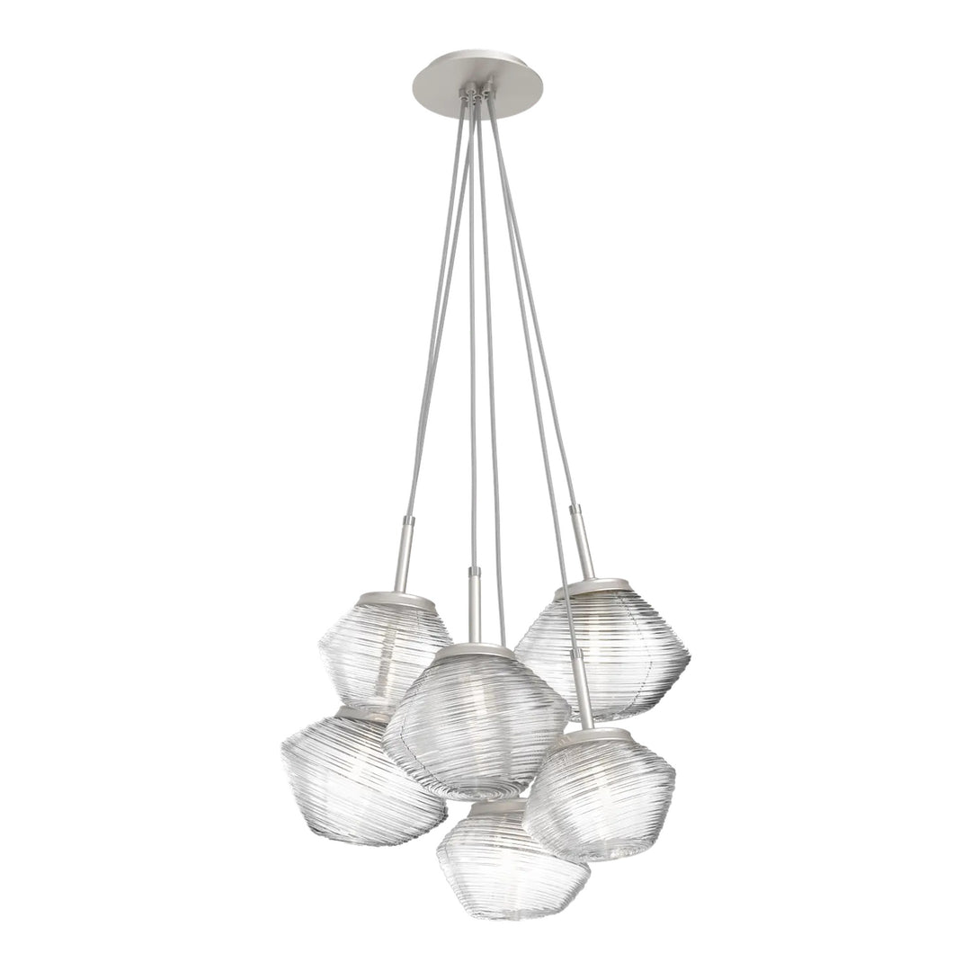 Mesa Cluster Pendant by Hammerton Studio 6 Lights in Beige Silver with Clear glass