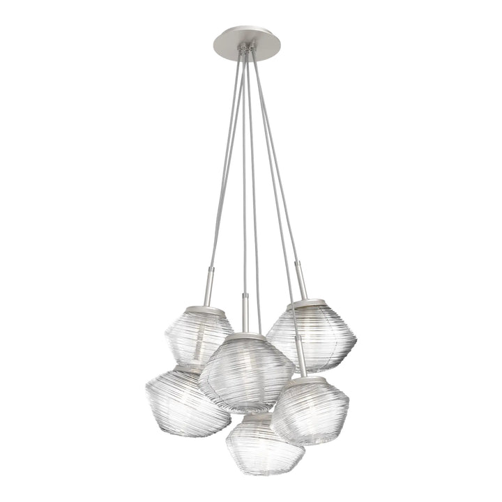 Mesa Cluster Pendant by Hammerton Studio 6 Lights in Beige Silver with Clear glass