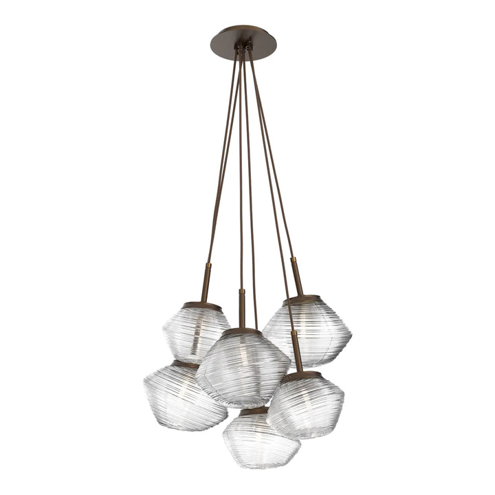 Mesa Cluster Pendant by Hammerton Studio 6 Lights in Flat Bronze with Clear glass