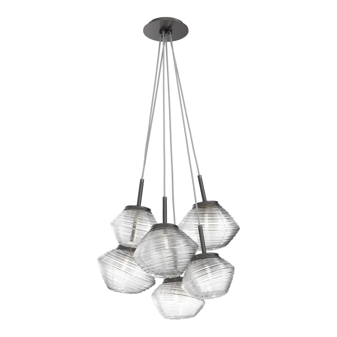 Mesa Cluster Pendant by Hammerton Studio 6 Lights in Graphite with Clear glass