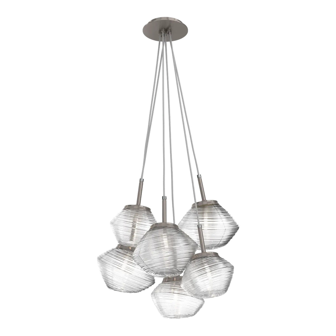 Mesa Cluster Pendant by Hammerton Studio 6 Lights in Gunmetal with Clear glass