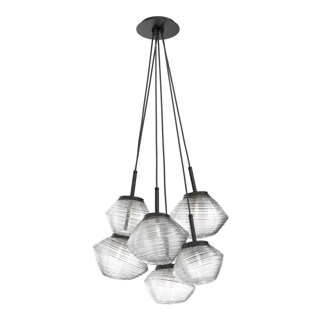 Mesa Cluster Pendant by Hammerton Studio 6 Lights in Matte Black with Clear glass