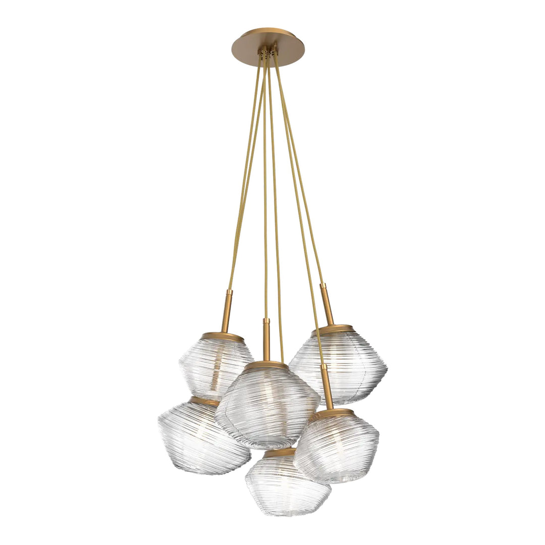 Mesa Cluster Pendant by Hammerton Studio 6 Lights in Novel Brass with Clear glass