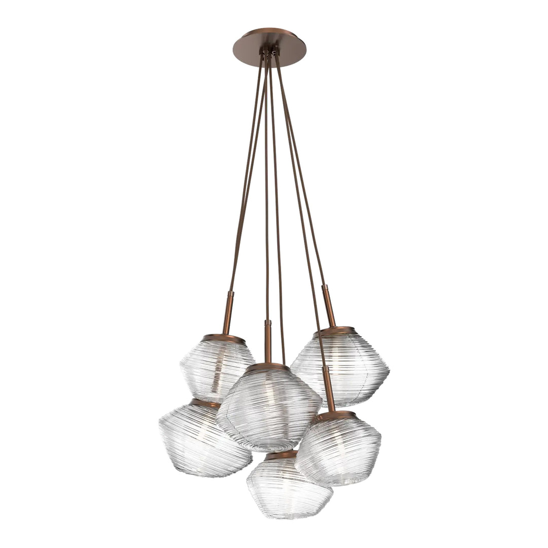 Mesa Cluster Pendant by Hammerton Studio 6 Lights in Oil-Rubbed Bronze with Clear glass