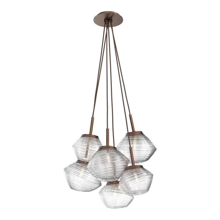 Mesa Cluster Pendant by Hammerton Studio 6 Lights in Oil-Rubbed Bronze with Clear glass