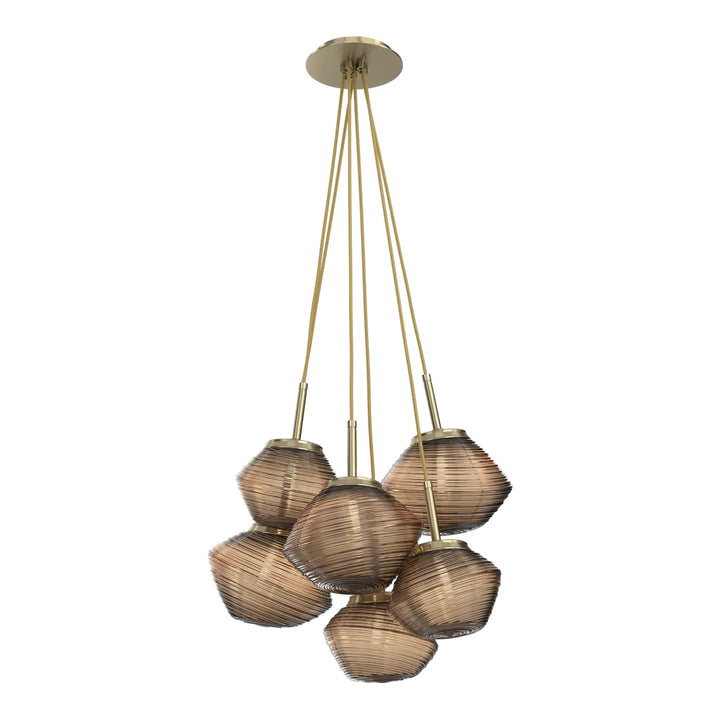 Mesa Cluster Pendant by Hammerton Studio in Heritage Brass with Bronze glass