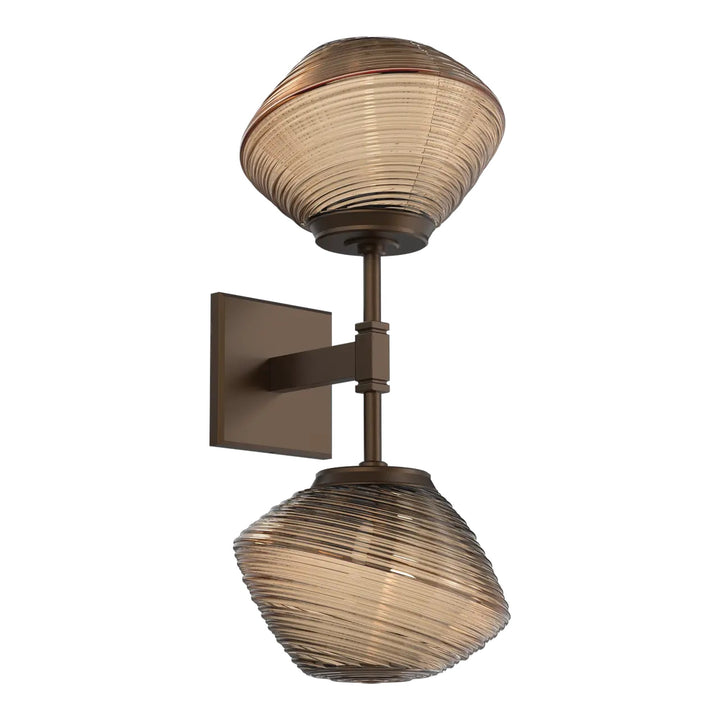 Mesa Double Sconce by Hammerton Studio in Flat Bronze with Bronze glass