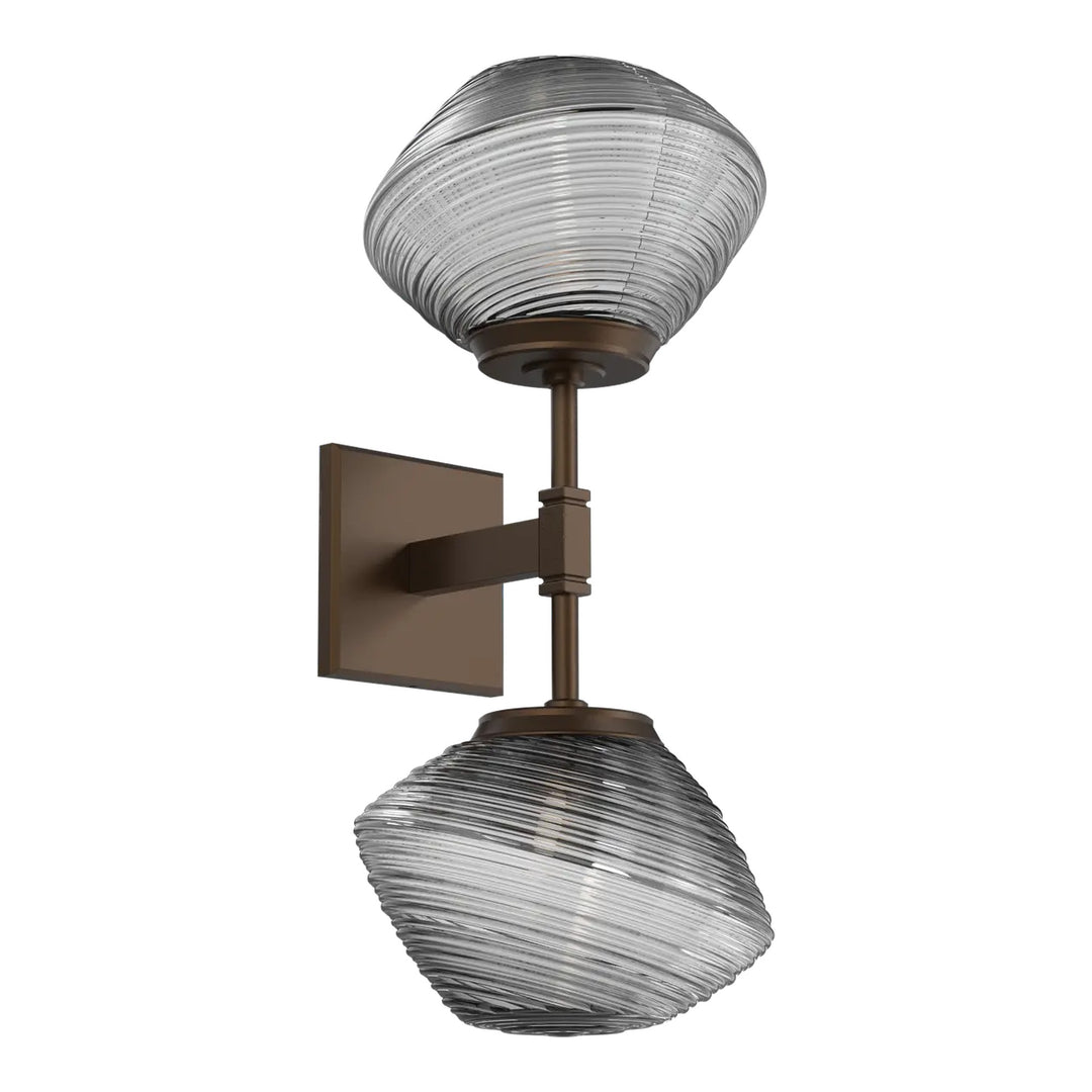 Mesa Double Sconce by Hammerton Studio in Flat Bronze with Smoke glass