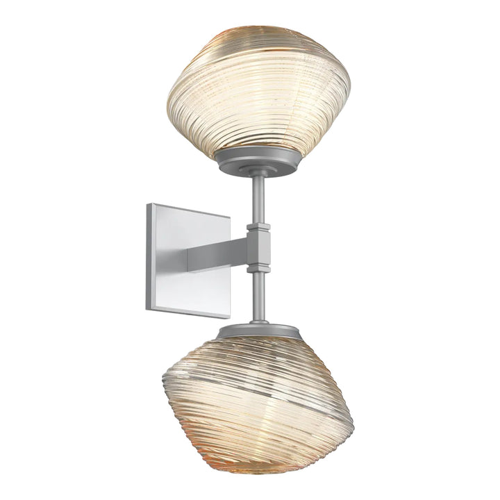 Mesa Double Sconce by Hammerton Studio in Classic Silver with Amber glass