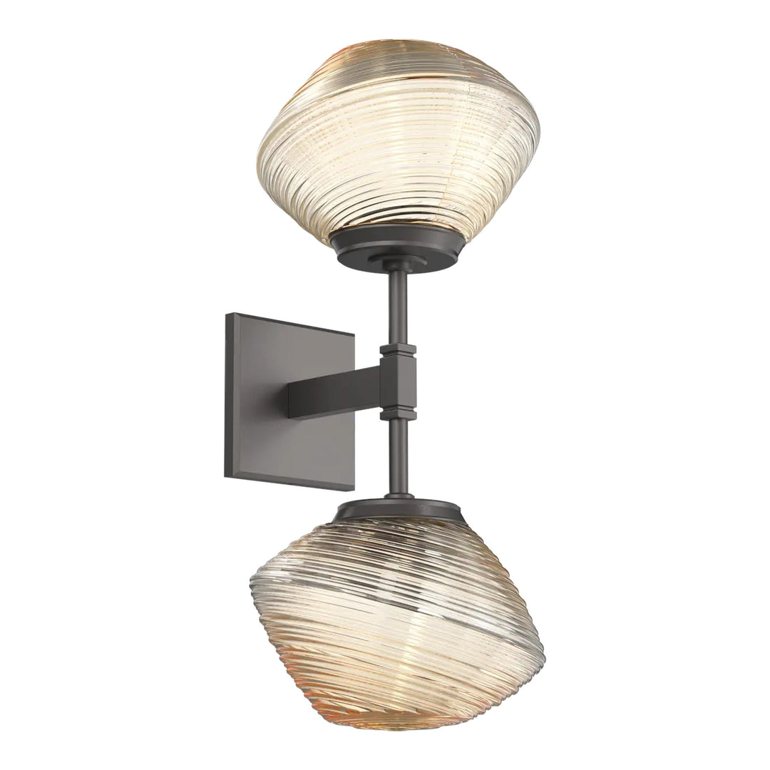 Mesa Double Sconce by Hammerton Studio in Graphite with Amber glass
