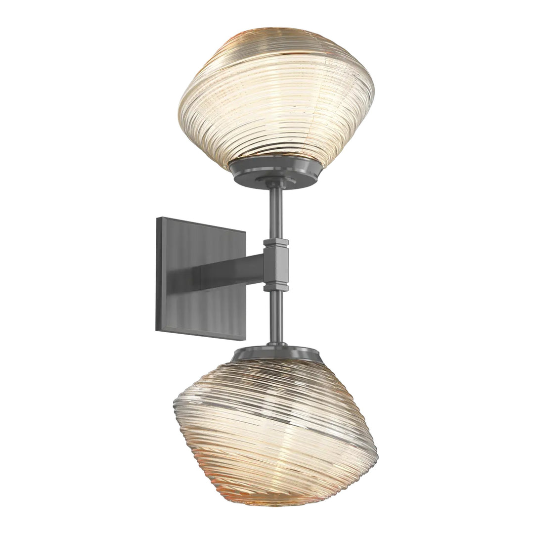 Mesa Double Sconce by Hammerton Studio in Gunmetal with Amber glass