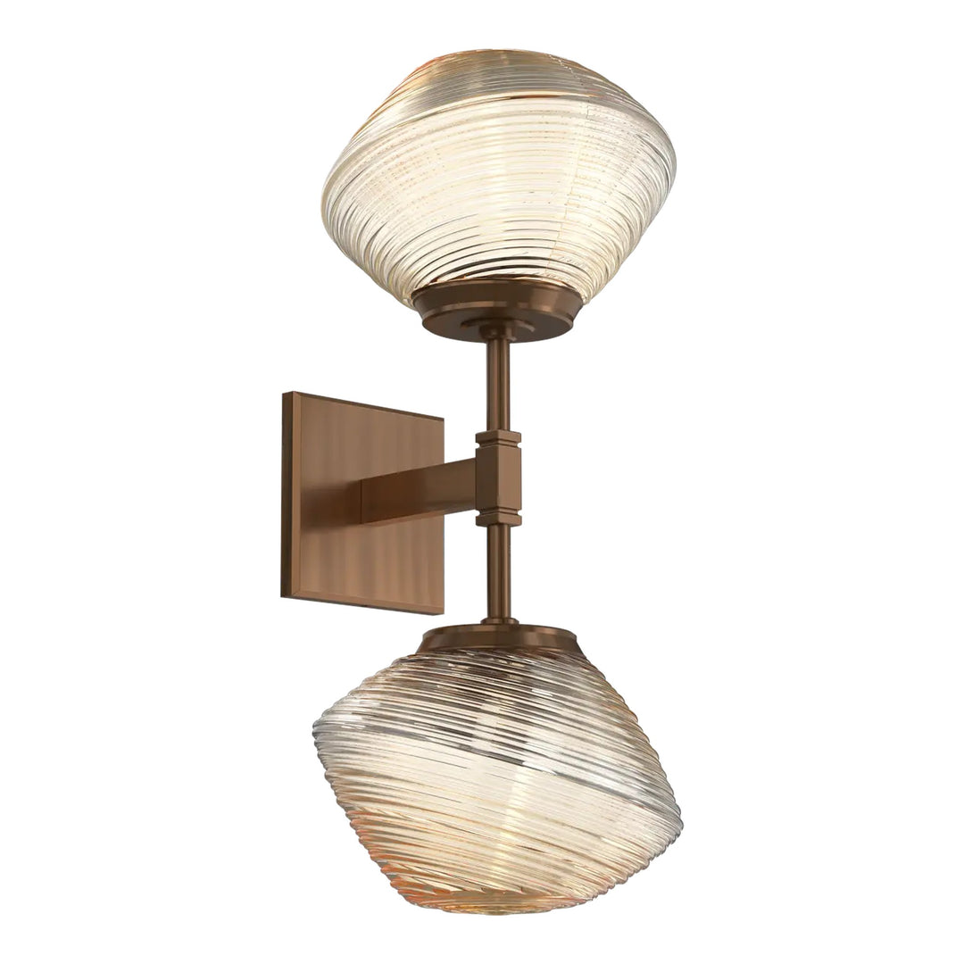 Mesa Double Sconce by Hammerton Studio in Oil-Rubbed Bronze with Amber glass