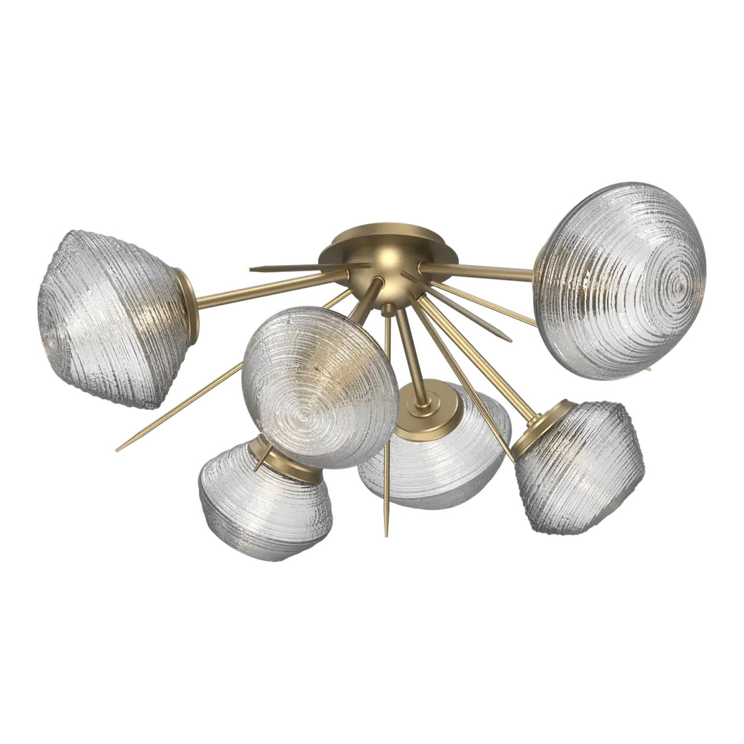 Mesa Half Starburst Flush Mount by Hammerton Studio in Gilded Brass with Clear glass