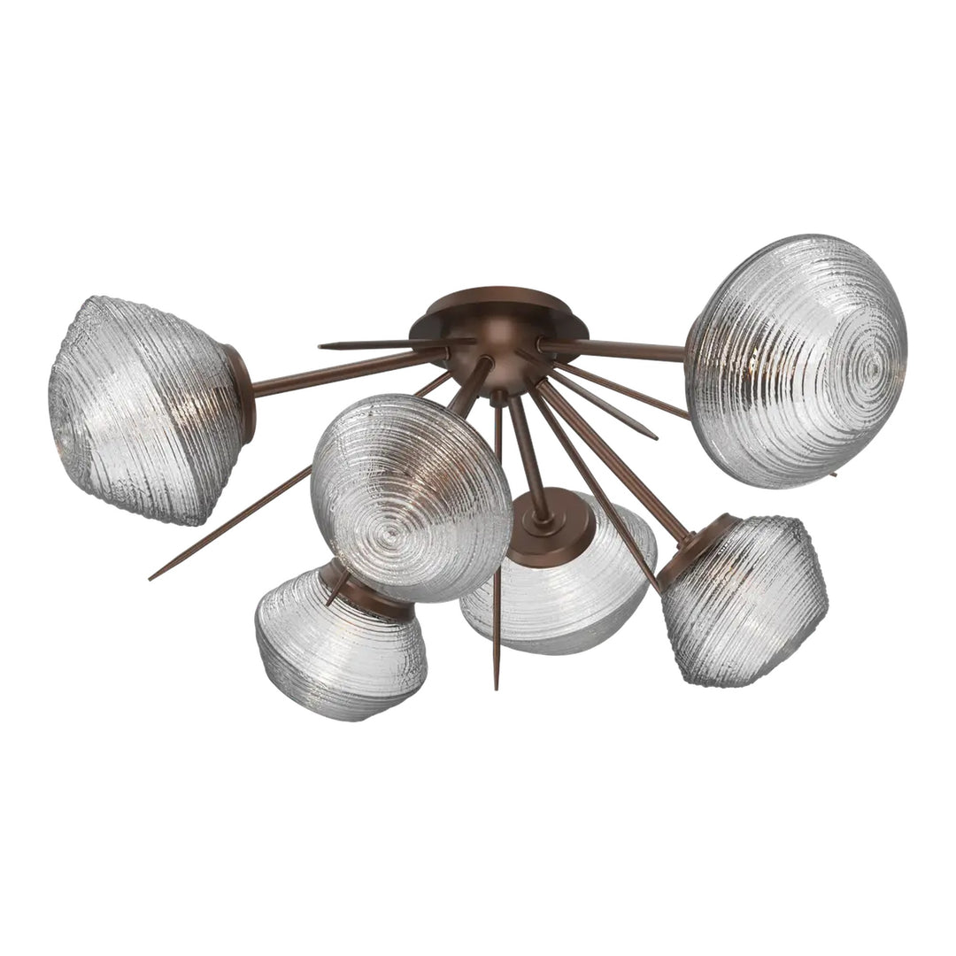 Mesa Half Starburst Flush Mount by Hammerton Studio in Burnished Bronze with Clear glass