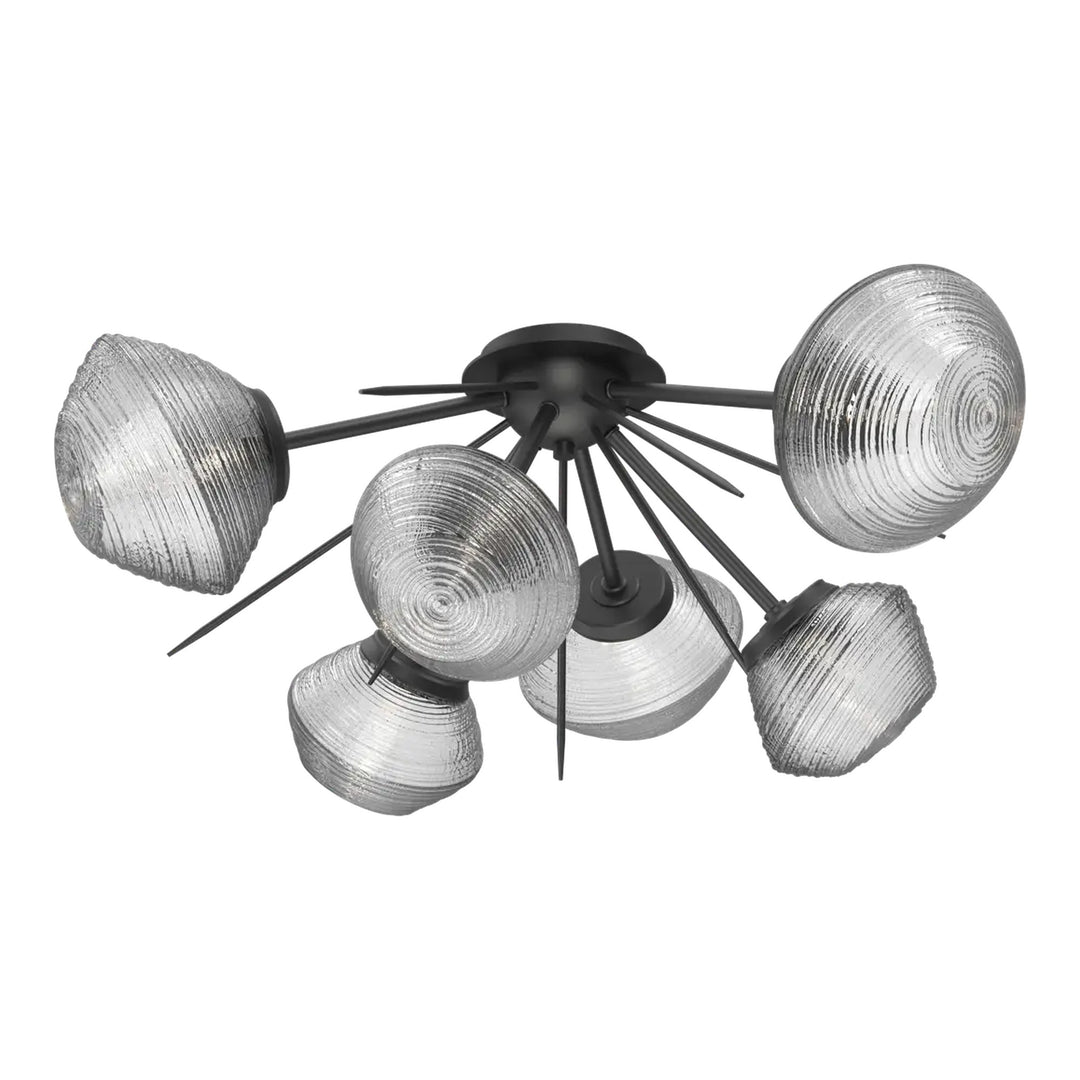 Mesa Half Starburst Flush Mount by Hammerton Studio in Matte Black with Clear glass