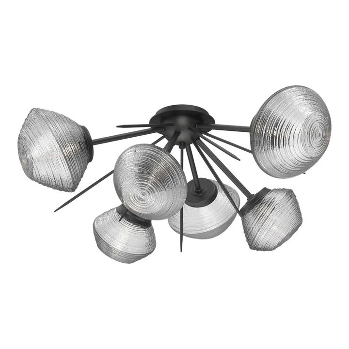 Mesa Half Starburst Flush Mount by Hammerton Studio in Matte Black with Clear glass