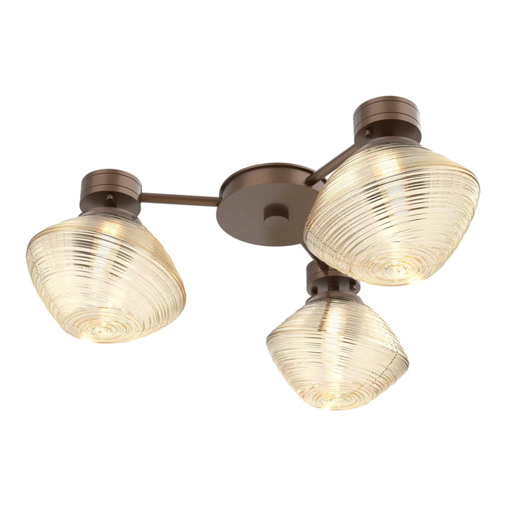 Mesa Hub &amp; Spoke by Hammerton Studio 3 Lights in Burnished Bronze with Amber glass
