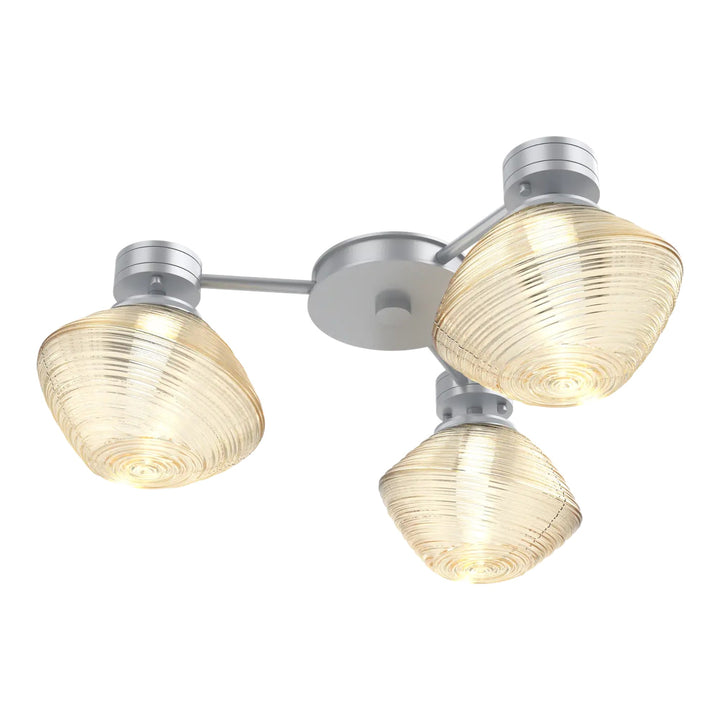 Mesa Hub &amp; Spoke by Hammerton Studio 3 Lights in Classic Silver with Amber glass