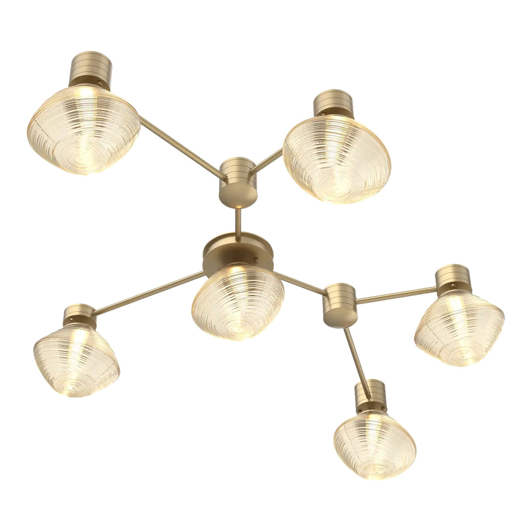 Mesa Hub &amp; Spoke by Hammerton Studio 6 Light Linear in Gilded Brass with Amber glass