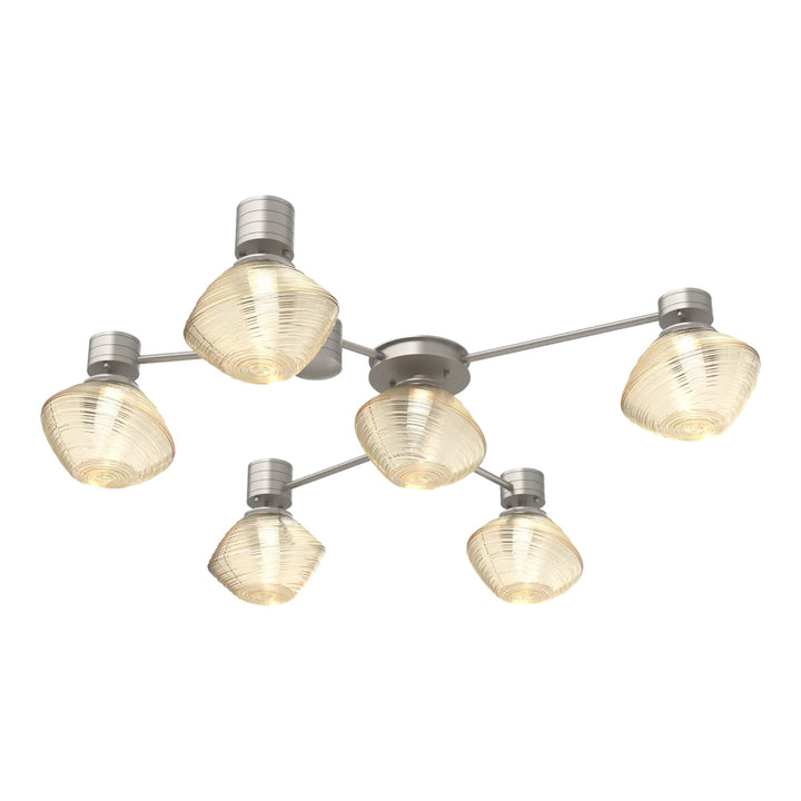 Mesa Hub &amp; Spoke by Hammerton Studio 6 Light Round in Beige Silver with Amber glass