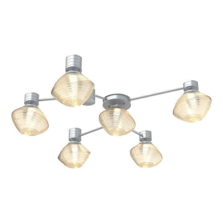 Mesa Hub &amp; Spoke by Hammerton Studio 6 Light Round in Classic Silver with Amber glass