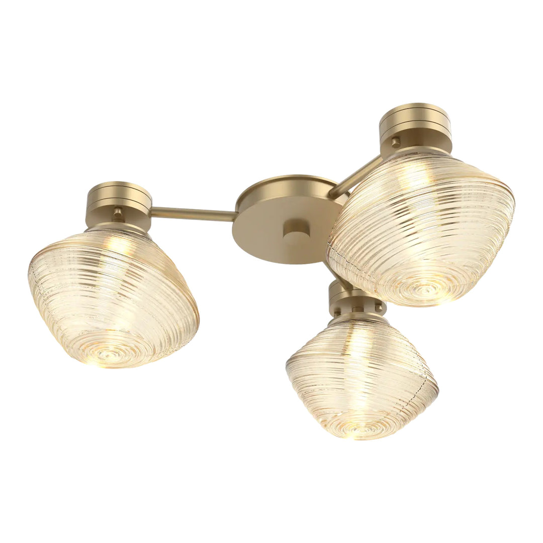 Mesa Hub & Spoke by Hammerton Studio 3 Lights in Gilded Brass with Amber glass