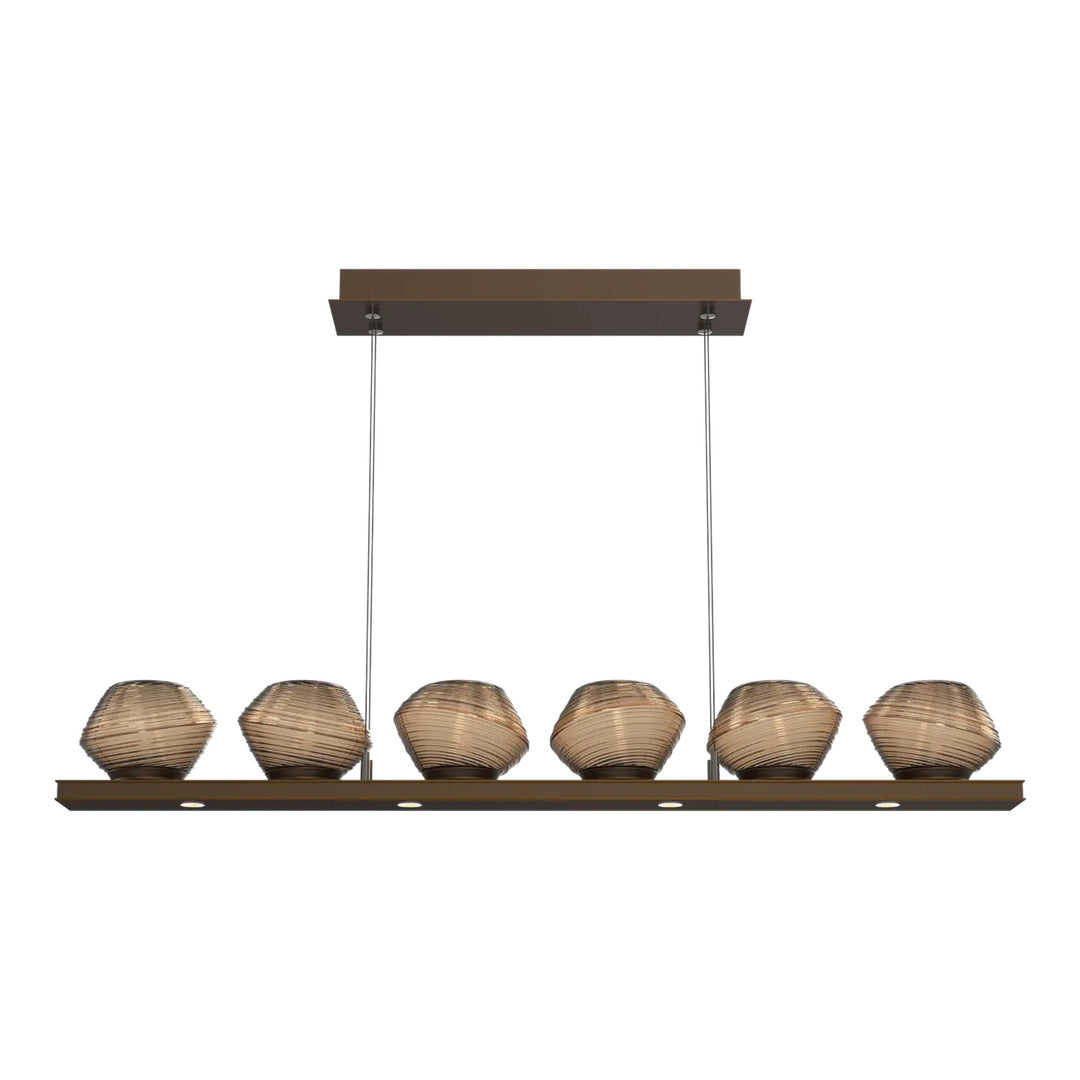 Mesa Linear Chandelier by Hammerton Studio in Flat Bronze with Bronze glass