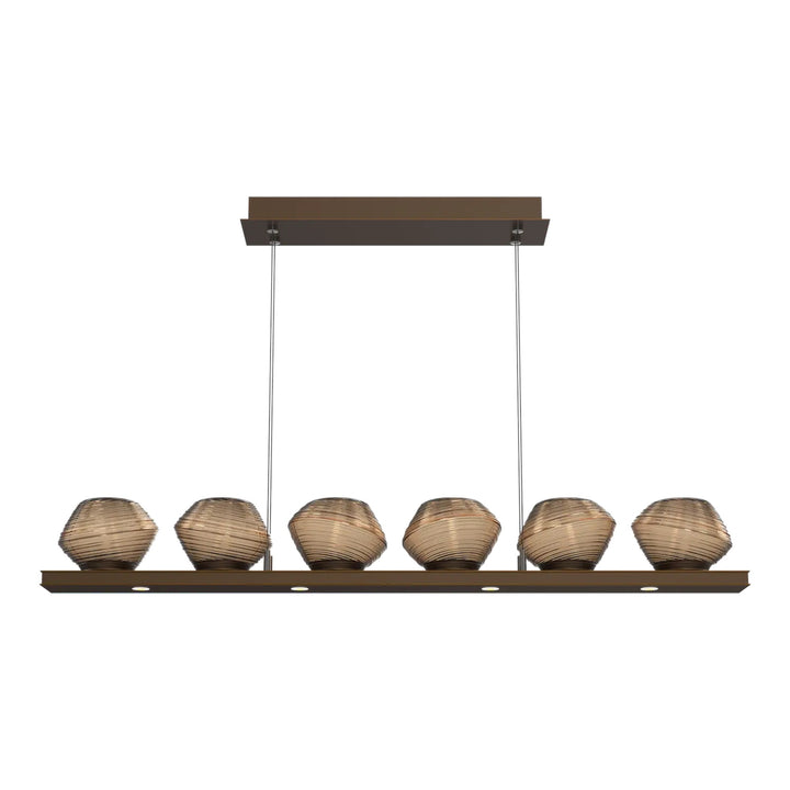 Mesa Linear Chandelier by Hammerton Studio in Flat Bronze with Bronze glass
