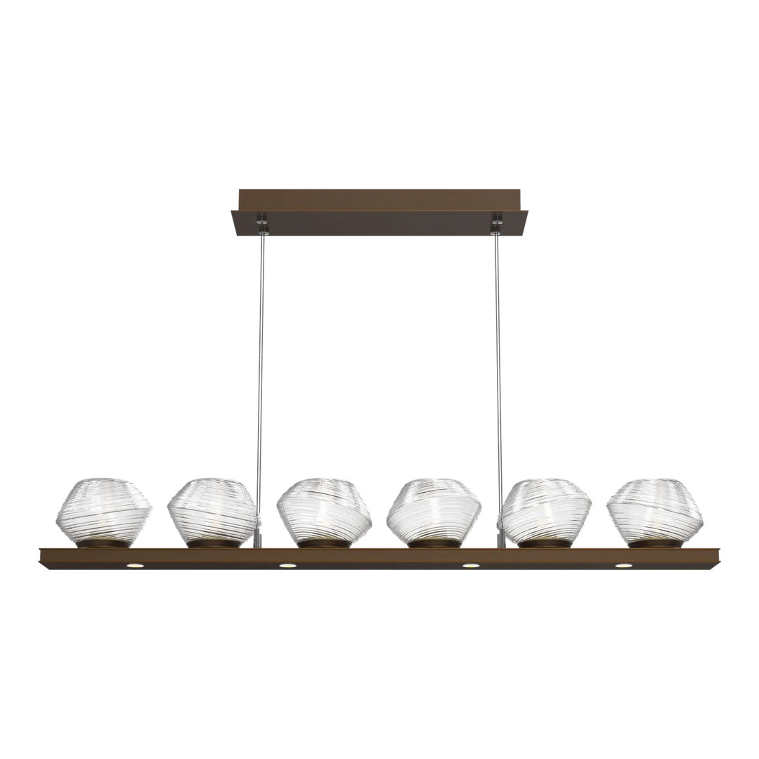 Mesa Linear Chandelier by Hammerton Studio in Flat Bronze with Clear glass