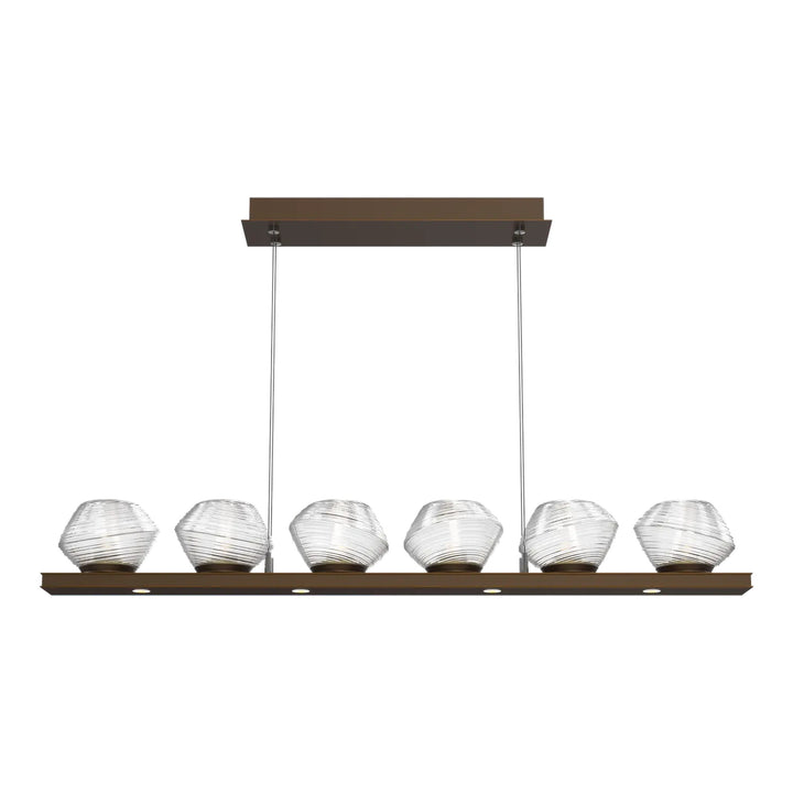 Mesa Linear Chandelier by Hammerton Studio in Flat Bronze with Clear glass