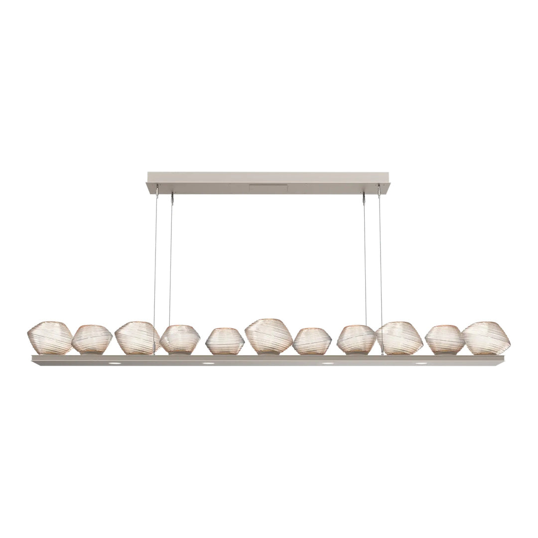 Mesa Linear Chandelier by Hammerton Studio Large in Beige Silver with Amber glass