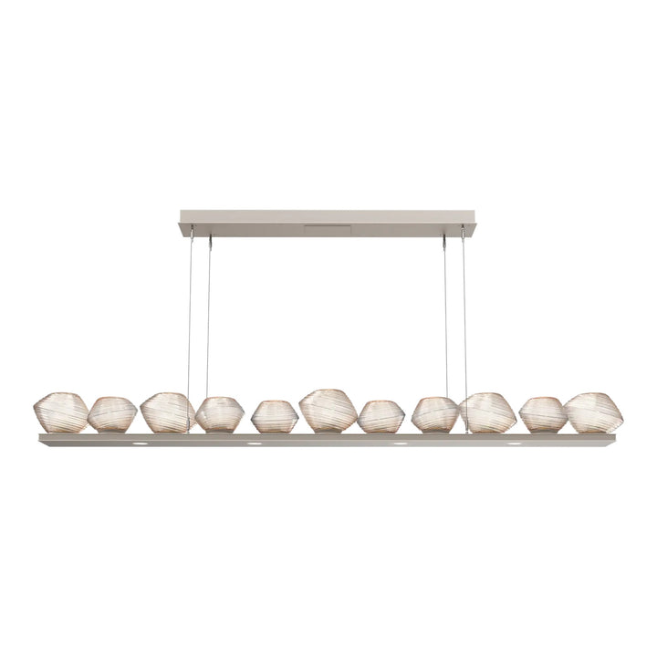 Mesa Linear Chandelier by Hammerton Studio Large in Beige Silver with Amber glass