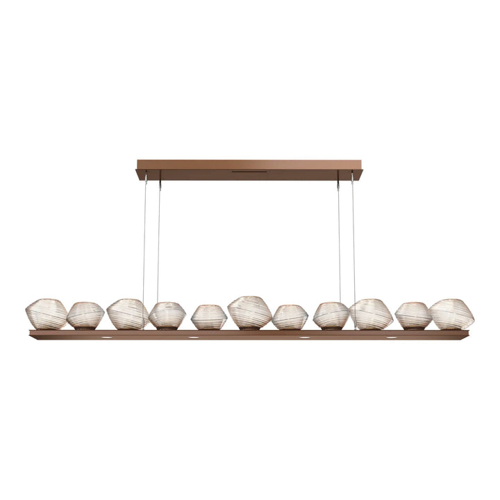 Mesa Linear Chandelier by Hammerton Studio Large in Burnished Bronze with Amber glass